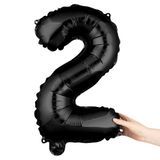 BALLOON NUMBER "2" MYLAR 16" SELF-SEALING BLACK