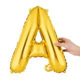 BALLOON LETTER "A" MYLAR 16" SELF-SEALING GOLD