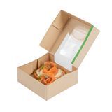 TAKEOUT W/ WINDOW 11oz 4"sq SM CMPST PLA LINING KRAFT 50/cs
