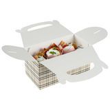 GABLE/ LUNCH BOX COMPOSTABLE 9-1/2x5" PAPER PLAID 25/cs