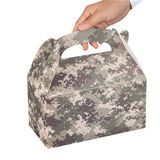 GABLE/ LUNCH BOX COMPOSTABLE 9-1/2x5" PAPER CAMOUFLGE 25/cs