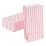 BAG PAPER 4-1/4x2-1/4x8-1/2" #2lb PINK/ WHITE STRIPE 100/cs