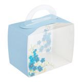 CUPCAKE BOX FLOWER W/ HANDLE 5x3-1/4x4" PET BLU/ CLR 100/cs