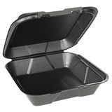 HINGED TAKEOUT PS FOAM 1-COMPT VENTED 9x9x3" BLACK 200/cs