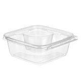 TAKEOUT HINGED 18oz 2-COMPT TAMPER EVID PET CLEAR 252/cs
