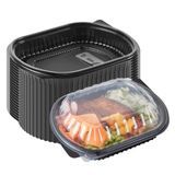 FOOD CONTAINER/ LID MW 34oz 9-1/2x8" OVAL PLS BLK 100/cs