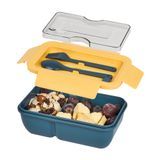 BENTO MWAVE BOX W/ FORK/ SPOON 7-3/4x4-3/4" PLS BLU/ YLL 1/cs