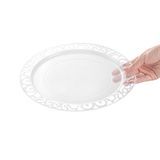 DISPOSABLE PLATE W/ LACE RIM 11-3/4"dia PLASTIC CLEAR 25/cs