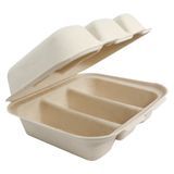TAKEOUT HINGED TACO 8x7x3" 3-COMPT FIBER NATURAL 300/cs