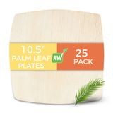 PLATE 10-1/2" SQUARE 3/4"h CMPST PALM LEAF NATURAL 25/cs