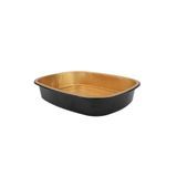 TAKEOUT FOIL W/ DOME LID 52oz 9-3/4x7-5/8"w BLK & GOLD 50/cs
