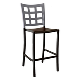 Grosfillex US640579 Plazza Stacking Barstool, window back design, aluminum seat and frame, footrest, powder coated finish, titanium gray with charcoal