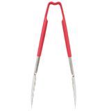9 -inch stainless steel one-piece scalloped tongs with red Kool-Touch handle, Vollrath 4780940