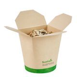 NOODLE CONTAINER 32oz 4x3-1/2" CMPST BAMBOO/ PLA NAT 200/cs