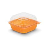TAKEOUT HINGED 6x6" PET TANGERINE CLEAR LID 250/cs