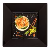 DINNER PLATE 10-3/4"sq POLYSTYRENE BLACK 100/cs