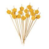 SKEWER BAMBOO 4-3/4" FLOWER CMPST YELLOW NATURAL 100/cs