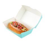 CLAMSHELL HOT DOG 6-3/4x3-1/2" 3-1/2"h PAPER TURQUOISE 100/cs