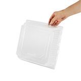 LID F/ POPLAR PLATE 9-1/2"sq 2-3/4"h PET CLEAR 25/cs