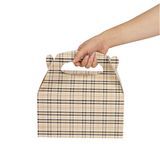 GABLE/ LUNCH BOX COMPOSTABLE 9-1/2x5" PAPER PLAID 100/cs