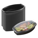 FOOD CONTAINER/ LID 28oz MW 9-1/4x5-3/4" PLS BLACK 100/cs