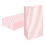 BAG PAPER 7x4-1/4x12-1/2" #12lb PINK/ WHT STRIPE 100/cs