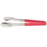 12" stainless steel one-piece scalloped tongs with red kool-touch handle, Vollrath 4781240