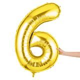 BALLOON NUMBER "6" MYLAR 40" SELF-SEALING GOLD