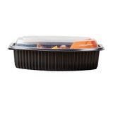 FOOD CONTAINER/ LID 32oz MW 9-1/4x5-3/4" PLS BLK 50/cs