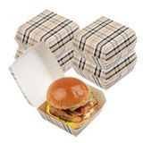 BURGER BOX 2-3/4"sq 2"h MINI PAPER TAN PLAID 100/cs