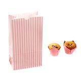 BAG PAPER 7x4-1/4x12-1/2" #12lb PINK/ WHT STRIPE 100/cs