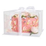 BAKERY BOX CAKE 10x10" RIBBON PET GRAY & WHT & CLEAR 10/cs