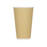 CUP HOT 16oz PAPER RIPPLE DBL WALL KRAFT 500/cs