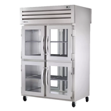 TRUE STR2RPT-4HG-2G-HC SPEC SERIES Pass-thru Refrigerator, two-section, stainless steel front & sides, (4) glass doors front & (2) glass doors rear