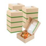 TAKEOUT W/ WINDOW 11oz 4"sq SM CMPST PLA LINING KRAFT 50/cs