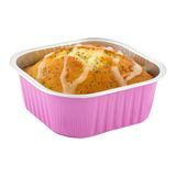 BAKING CUP 10oz 4-1/4"SQUARE 1-1/2"h ALUMINUM PINK100/cs