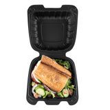 CLAMSHELL 18oz 6"sq 3"h MINERAL FILL PLS BLACK 100/cs