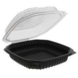 HINGED TAKEOUT 1-COMP 38oz 9" SQ MW PP BLK & CLR 120/cs