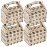 GABLE/ LUNCH BOX COMPOSTABLE 6x3-1/2" PAPER PLAID 100/cs
