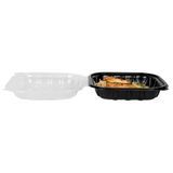 CLAMSHELL CONTAINER MW 40oz 9"sq 3"h PP BLK/ CLR 50/cs
