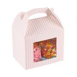 GABLE/ LUNCH BOX w/ WINDOW 10x7x8" PAPER PINK & WHT 25/cs
