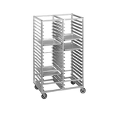 Channel 423A6 Cafeteria Tray Rack, mobile, double section, 41"W x 26"D x 64"H, open sides, 5" spacing, capacity (20) 18" x 26" trays, welded aluminum