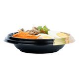 BENTO ASIAN BOWL 14oz 7"dia PLASTIC BLACK & GOLD 100/cs