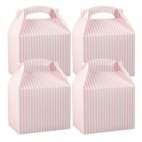 GABLE/ LUNCH BOX COMPOSTABLE 10x7x8" PAPER PINK & WHT 25/cs