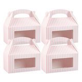 GABLE/ LUNCH BOX w/ WINDOW 9-1/2x5" PAPER PINK &WHT 25/cs
