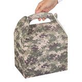 GABLE/ LUNCH BOX COMPOSTABLE 10x7x8" PAPER CAMOUFLAGE 25/cs