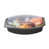 FOOD CONTAINER/ LID 32oz MW 9-1/4x5-3/4" PLS BLK 50/cs