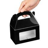 GABLE BOX w/WINDOW GREASEPROOF 6x3-1/2" PAPER BLACK 25/cs