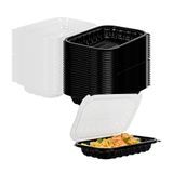CLAMSHELL CONTAINER MW 24oz 9x6x3" PP BLK/ CLR 100/cs