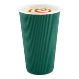 HOT CUP 16oz PAPER RIPPLE WALL FOREST GREEN 25/cs